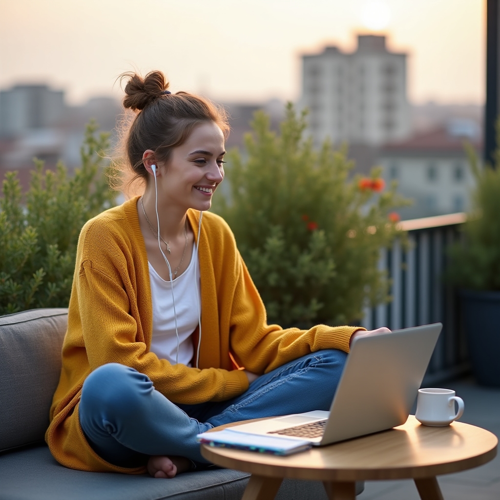 Kursant uczy się SEO online na laptopie